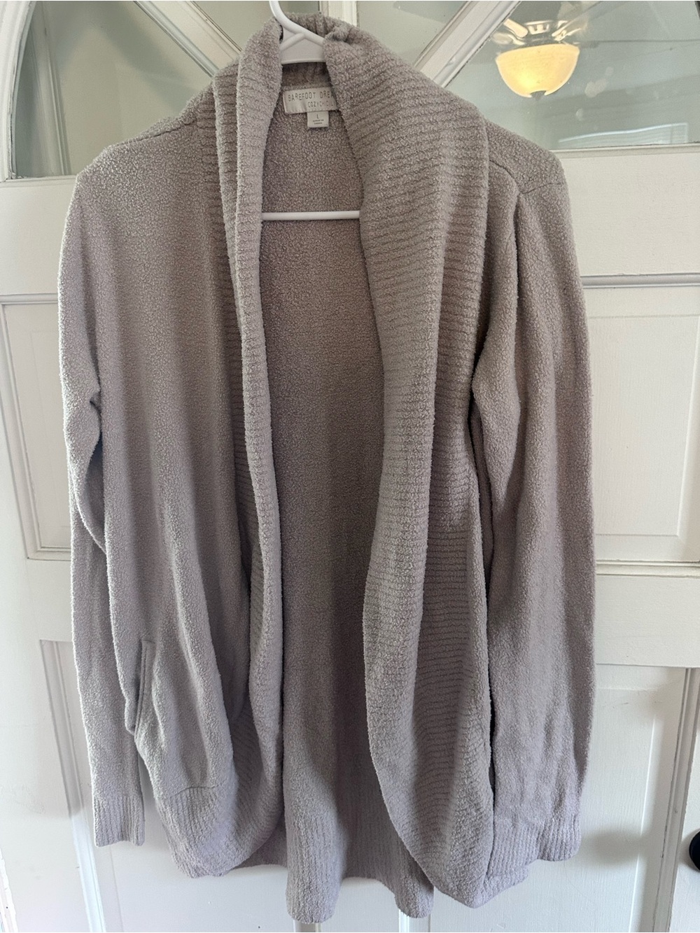 Barefoot Dreams CozyChic Lite Open Cardigan in Light Taupe